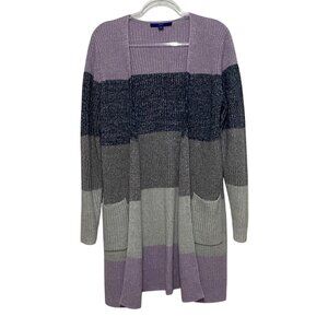 Apt 9 Open Front Cardigan Womens M Sweater Color Block Spring Light Academia